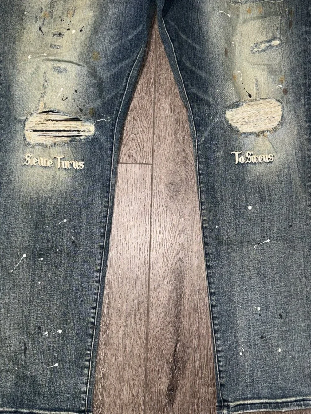 Cult of Individuality Rocker Slim Distressed Jeans Mens 44x33 Paint Splattered